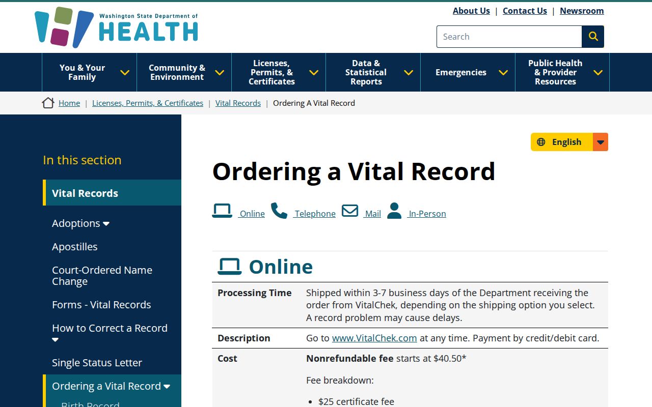 Bothell people search through Washington vital records